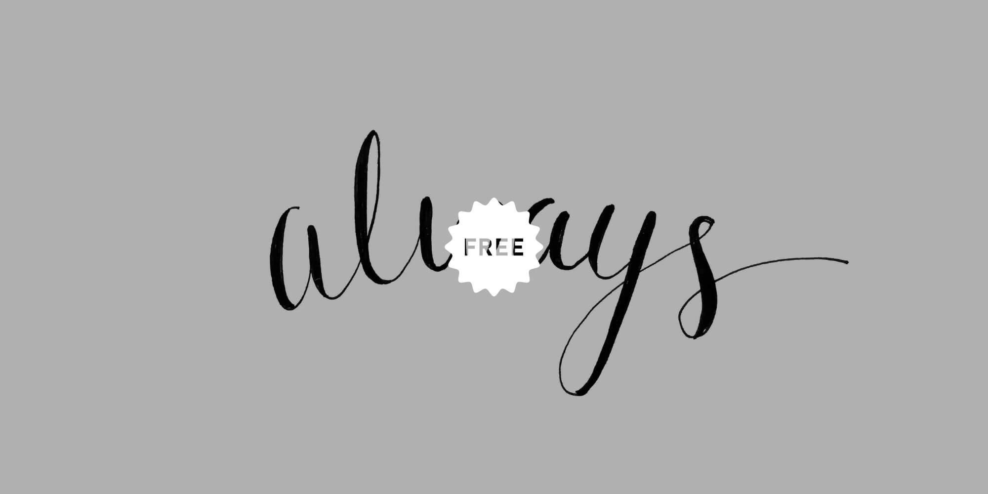 alwaysと書かれた白紙の画像に、freeと書かれたアイコン